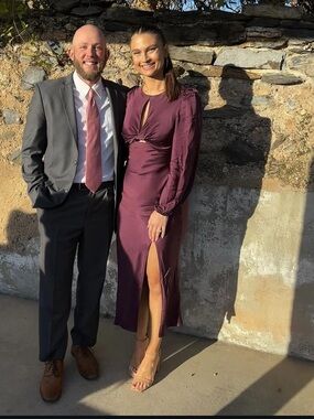 ASTR Long Sleeve Knot-Front Maxi Dress in Burgundy